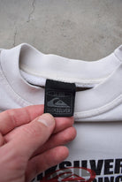 Quiksilver White Spellout Crewneck — 1990s (S) - Retrospective Store