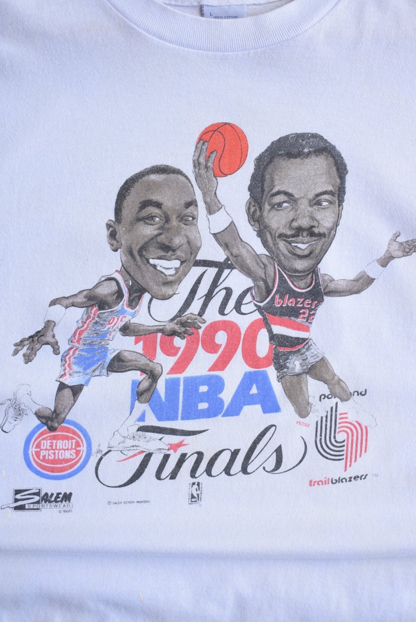 *Rare* Vintage 1990 Salem x NBA Finals Pistons vs Trailblazers Tee (M) - Retrospective Store