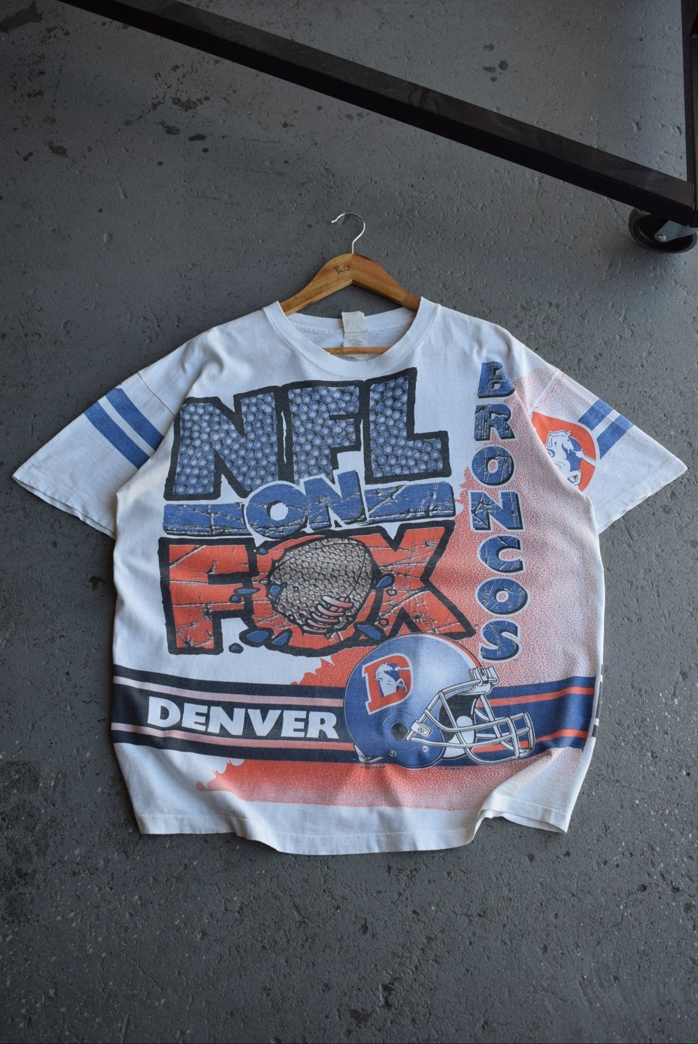*Rare* Vintage 1996 NFL on Fox Denver Broncos All Over Print Tee (XL) - Retrospective Store