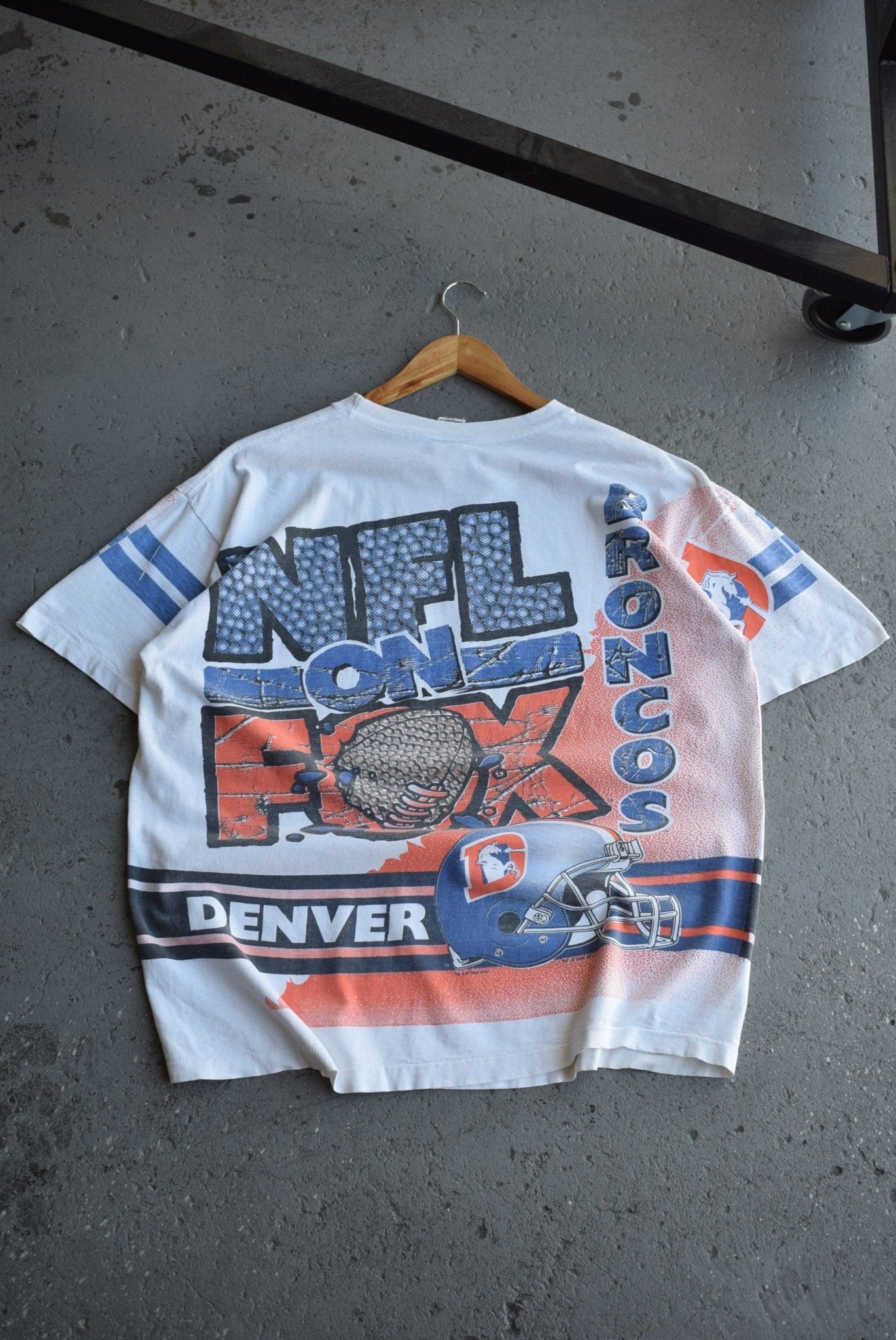*Rare* Vintage 1996 NFL on Fox Denver Broncos All Over Print Tee (XL) - Retrospective Store