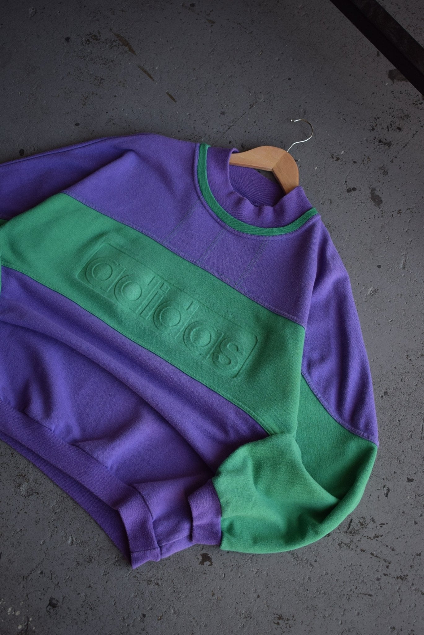*Rare* Vintage 90s Adidas Embossed Spellout Mockneck Sweater (M) - Retrospective Store
