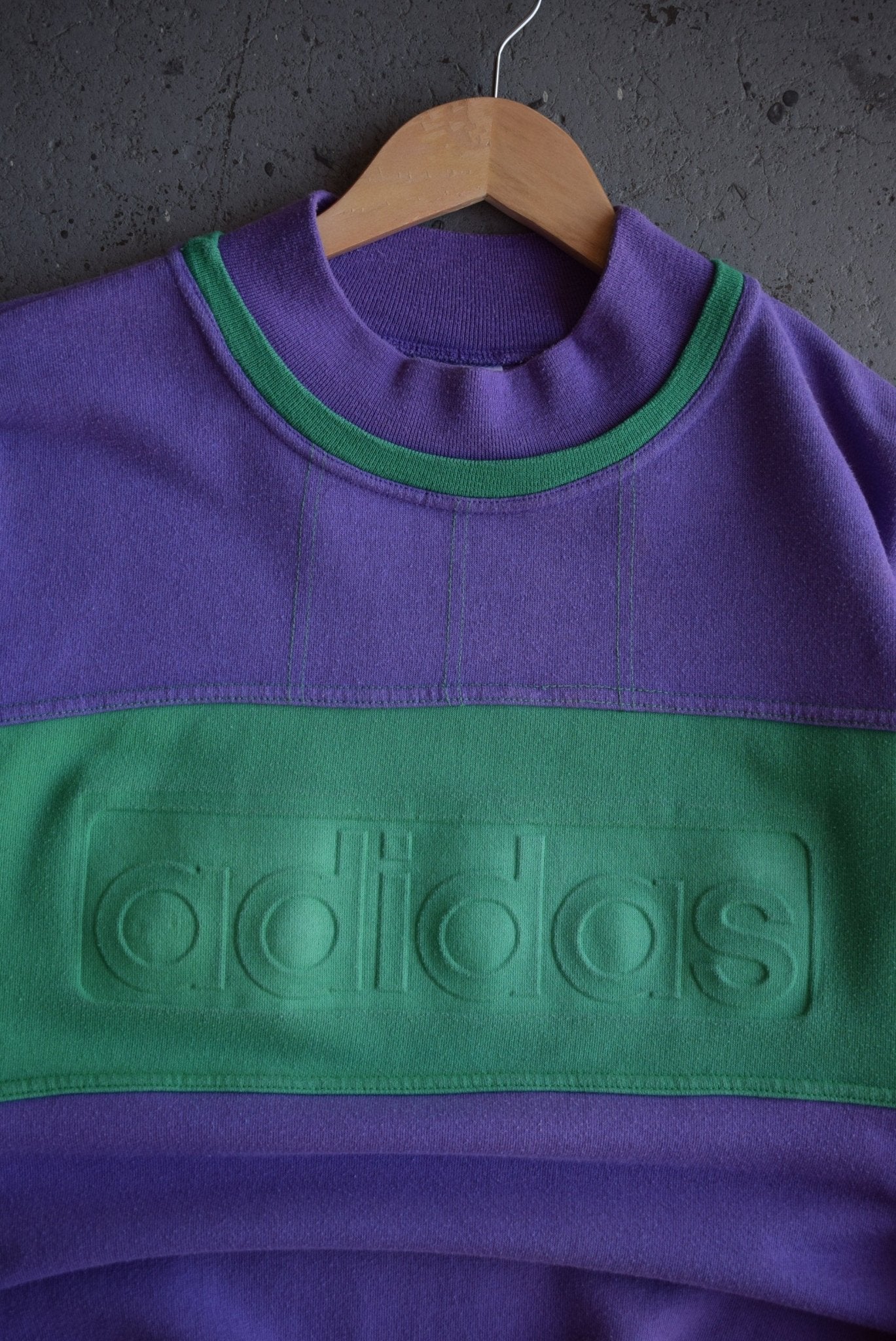 *Rare* Vintage 90s Adidas Embossed Spellout Mockneck Sweater (M) - Retrospective Store