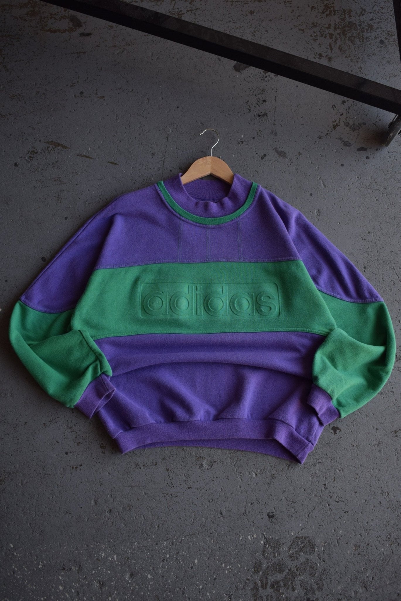 *Rare* Vintage 90s Adidas Embossed Spellout Mockneck Sweater (M) - Retrospective Store