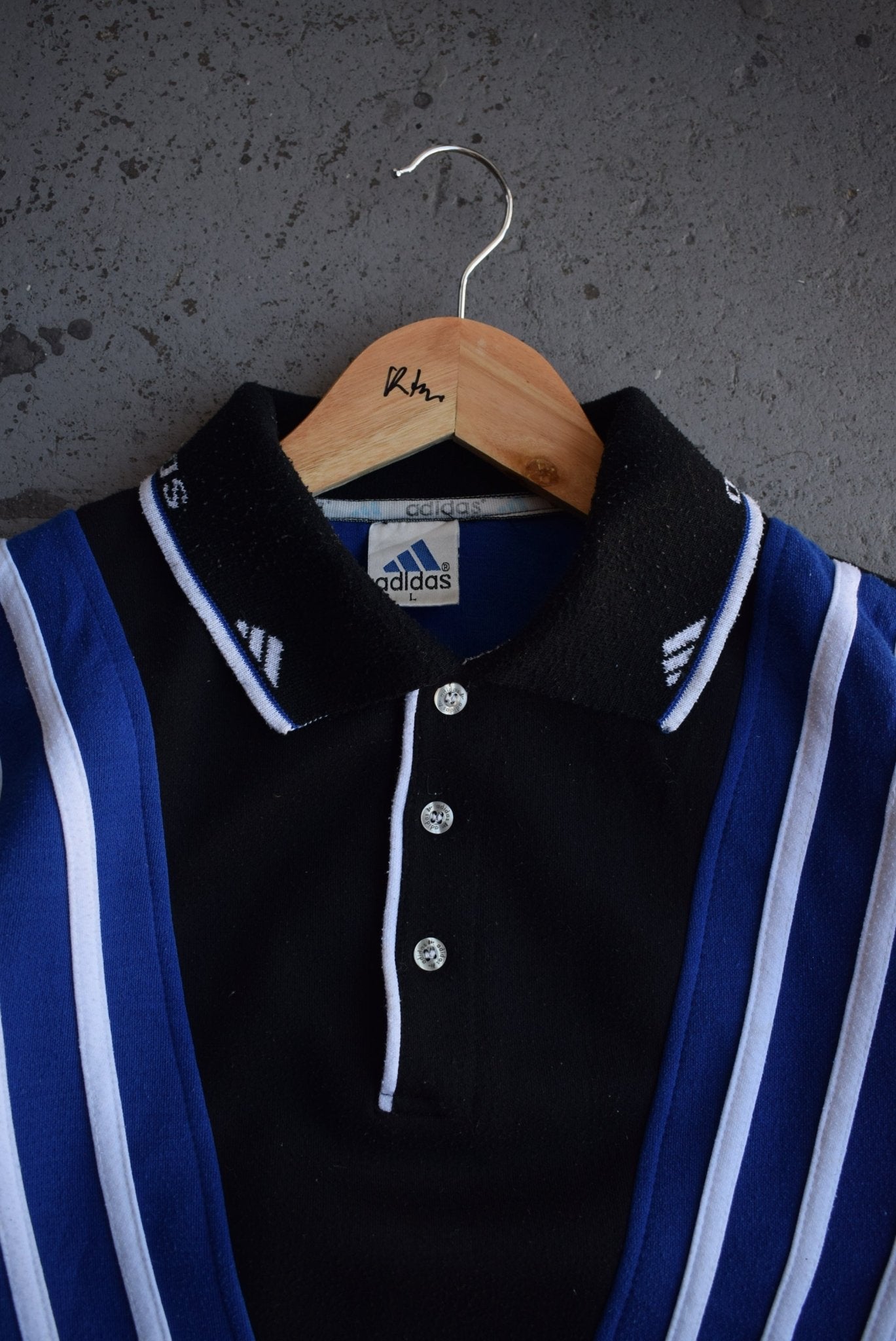 *Rare* Vintage 90s Adidas Spellout Embroidered Collared Sweater (M/L) - Retrospective Store