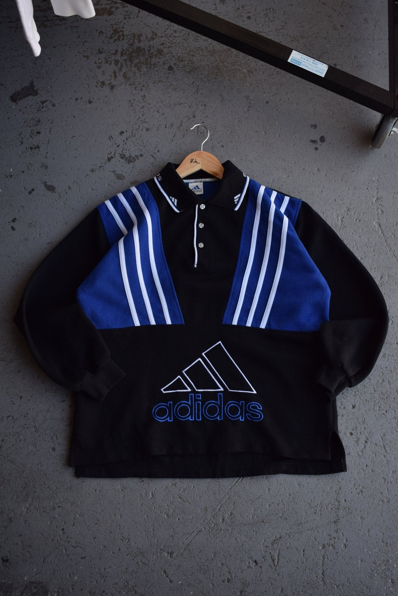 *Rare* Vintage 90s Adidas Spellout Embroidered Collared Sweater (M/L) - Retrospective Store