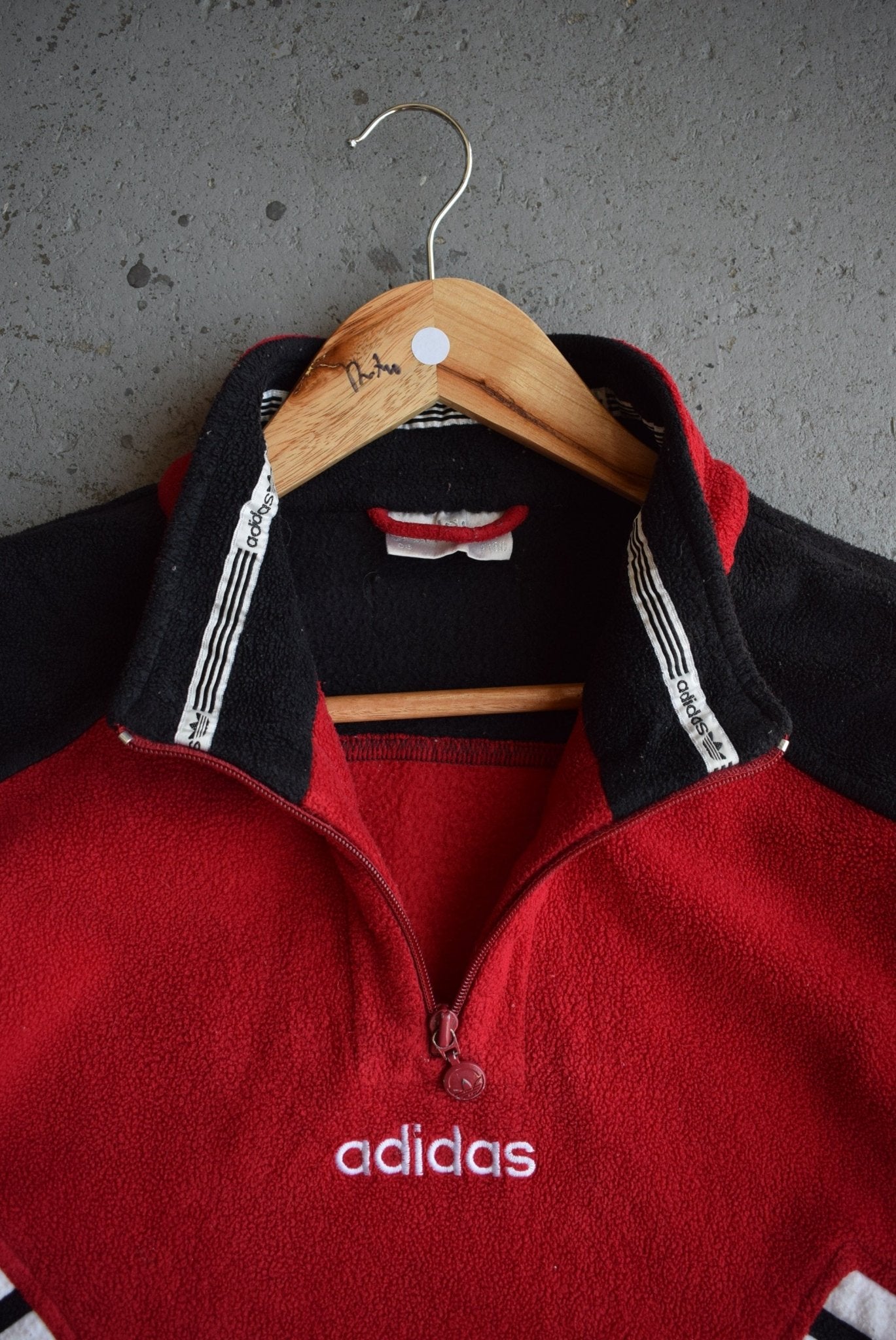 *Rare* Vintage 90s Adidas Spellout Embroidered Quarter Zip Fleece (L) - Retrospective Store