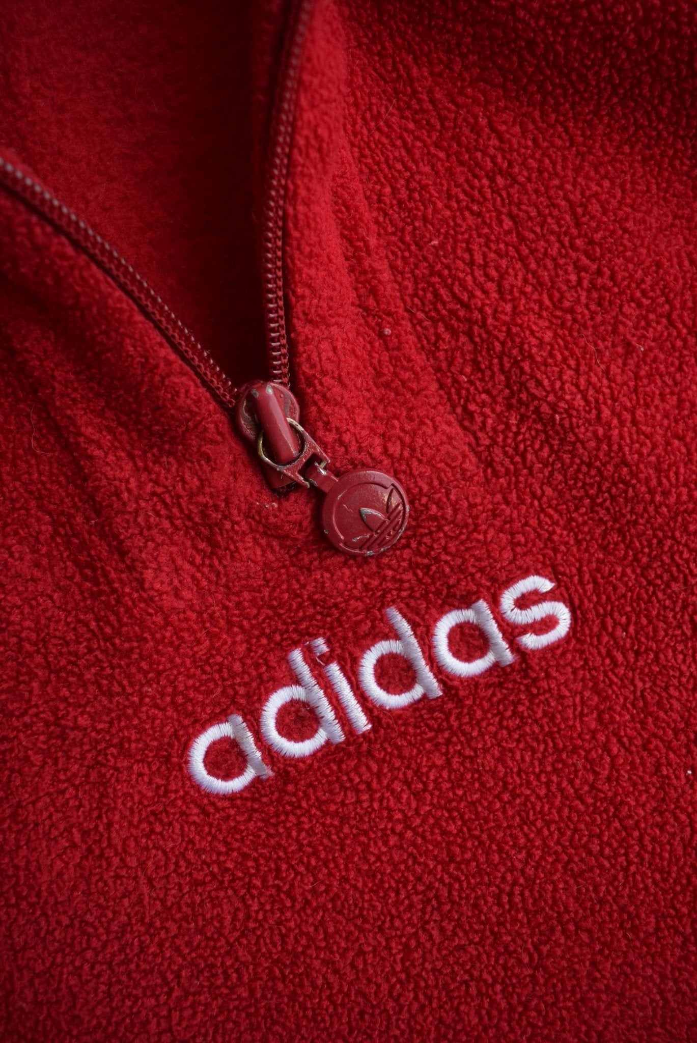 *Rare* Vintage 90s Adidas Spellout Embroidered Quarter Zip Fleece (L) - Retrospective Store