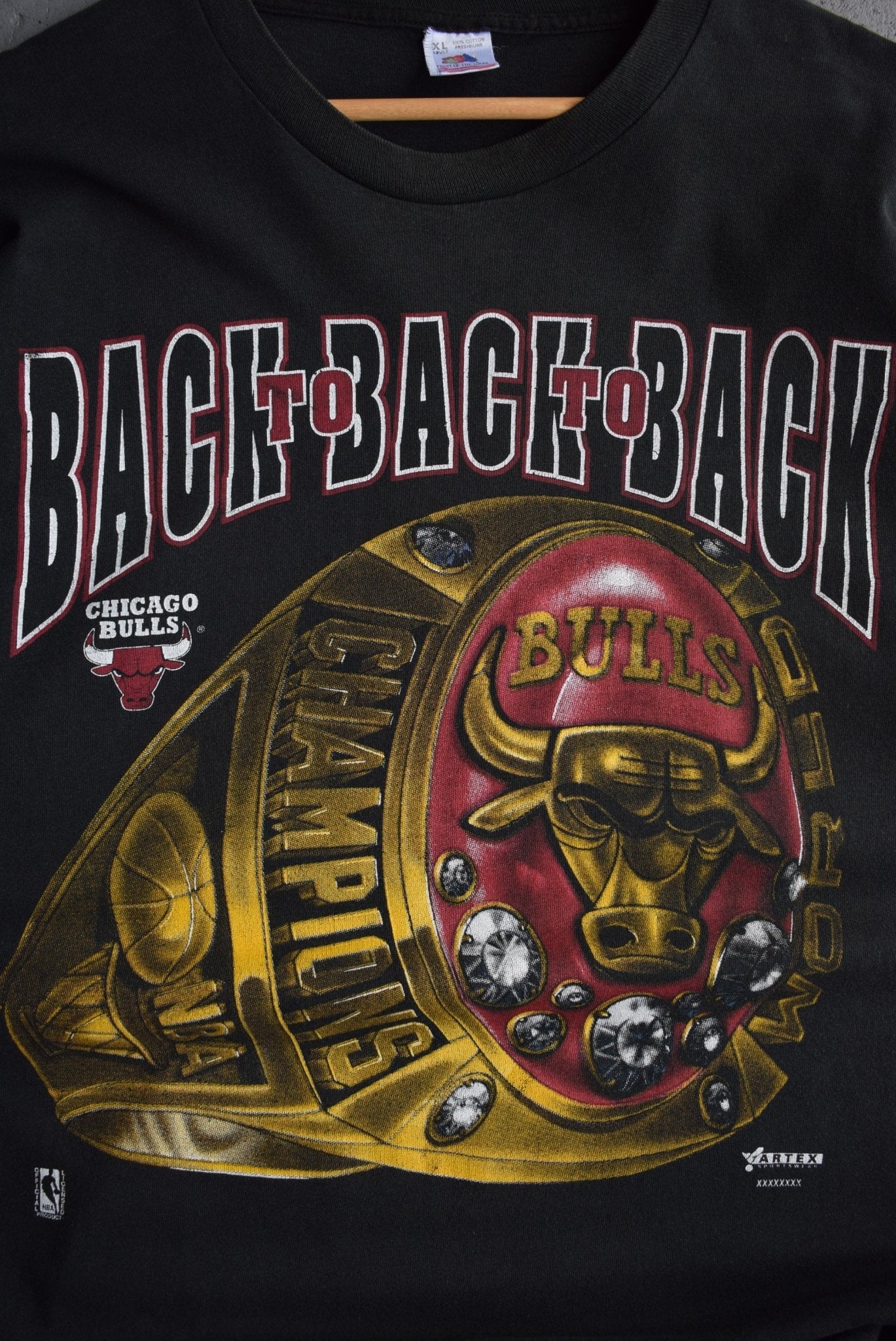 *Rare* Vintage 90s NBA Chicago Bulls 3 - Peat Championship Ring Tee (XL) - Retrospective Store