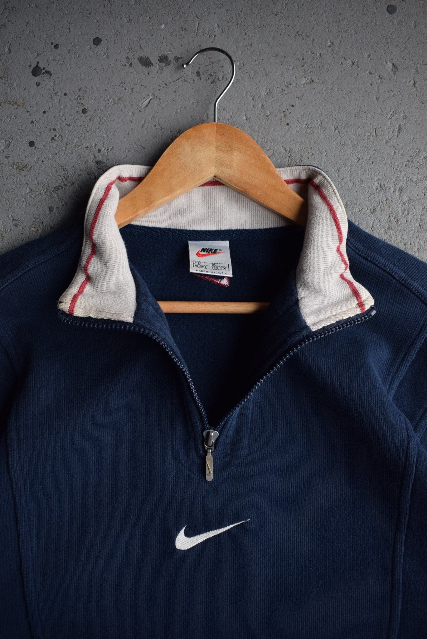 *Rare* Vintage 90s Nike Centre Swoosh Embroidered Quarter Zip (S) - Retrospective Store