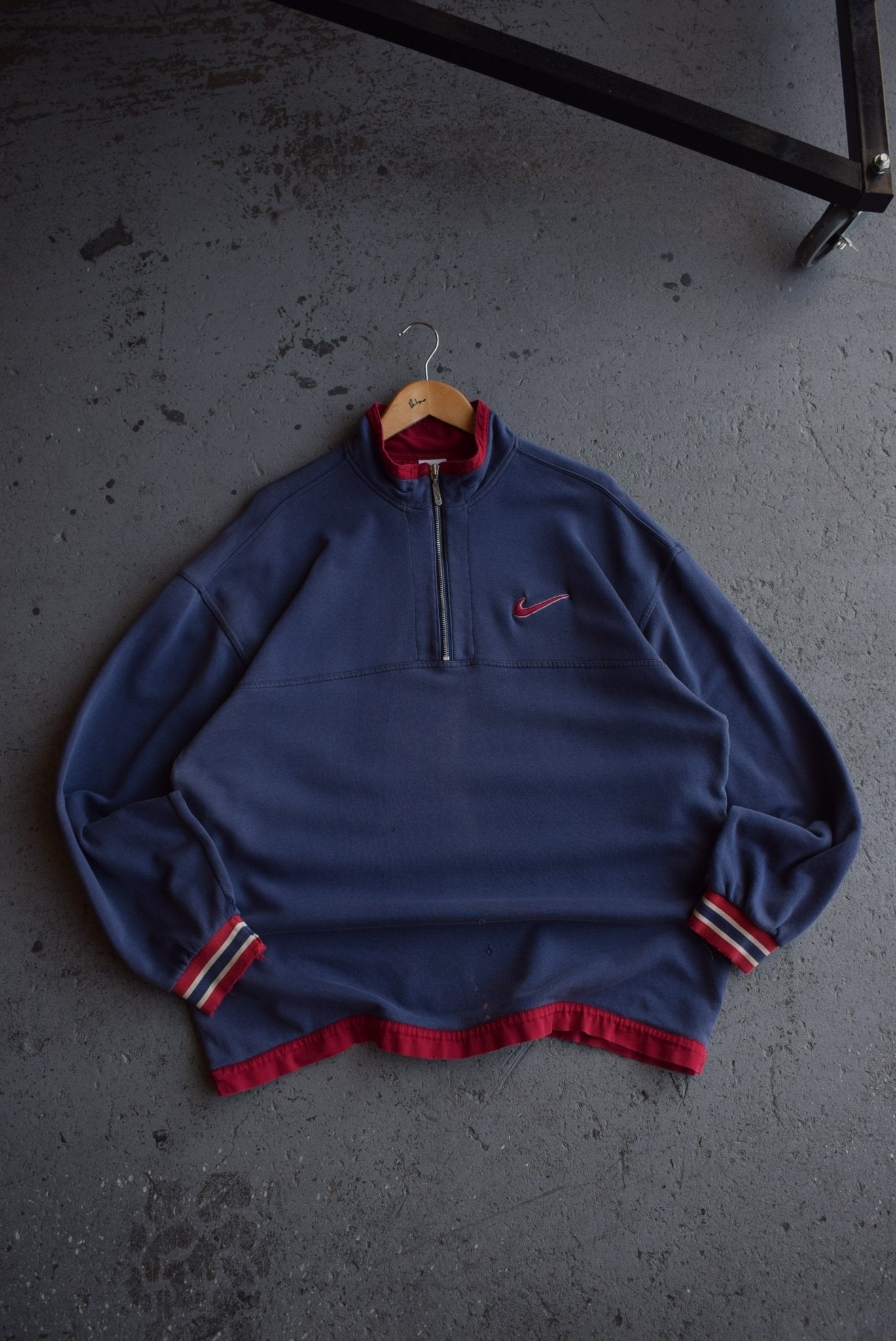 *Rare* Vintage 90s Nike Classic Logo Embroidered Quarter Zip (L) - Retrospective Store