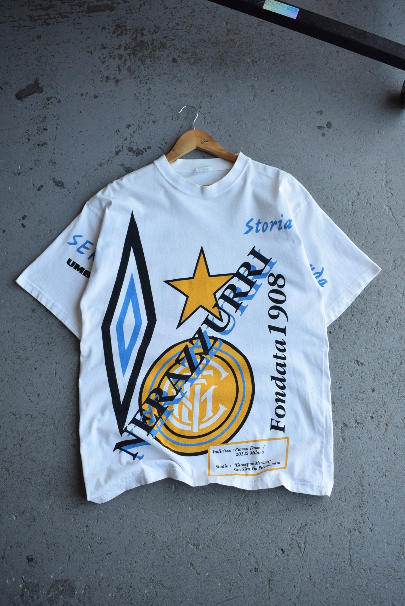 *Rare* Vintage 90s Umbro x Inter Milan FC All - over - print Tee (L/XL) - Retrospective Store