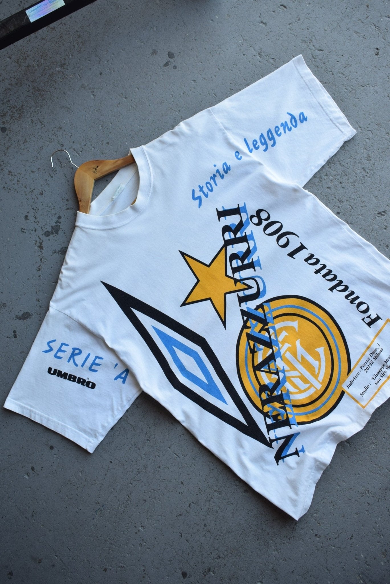 *Rare* Vintage 90s Umbro x Inter Milan FC All - over - print Tee (L/XL) - Retrospective Store