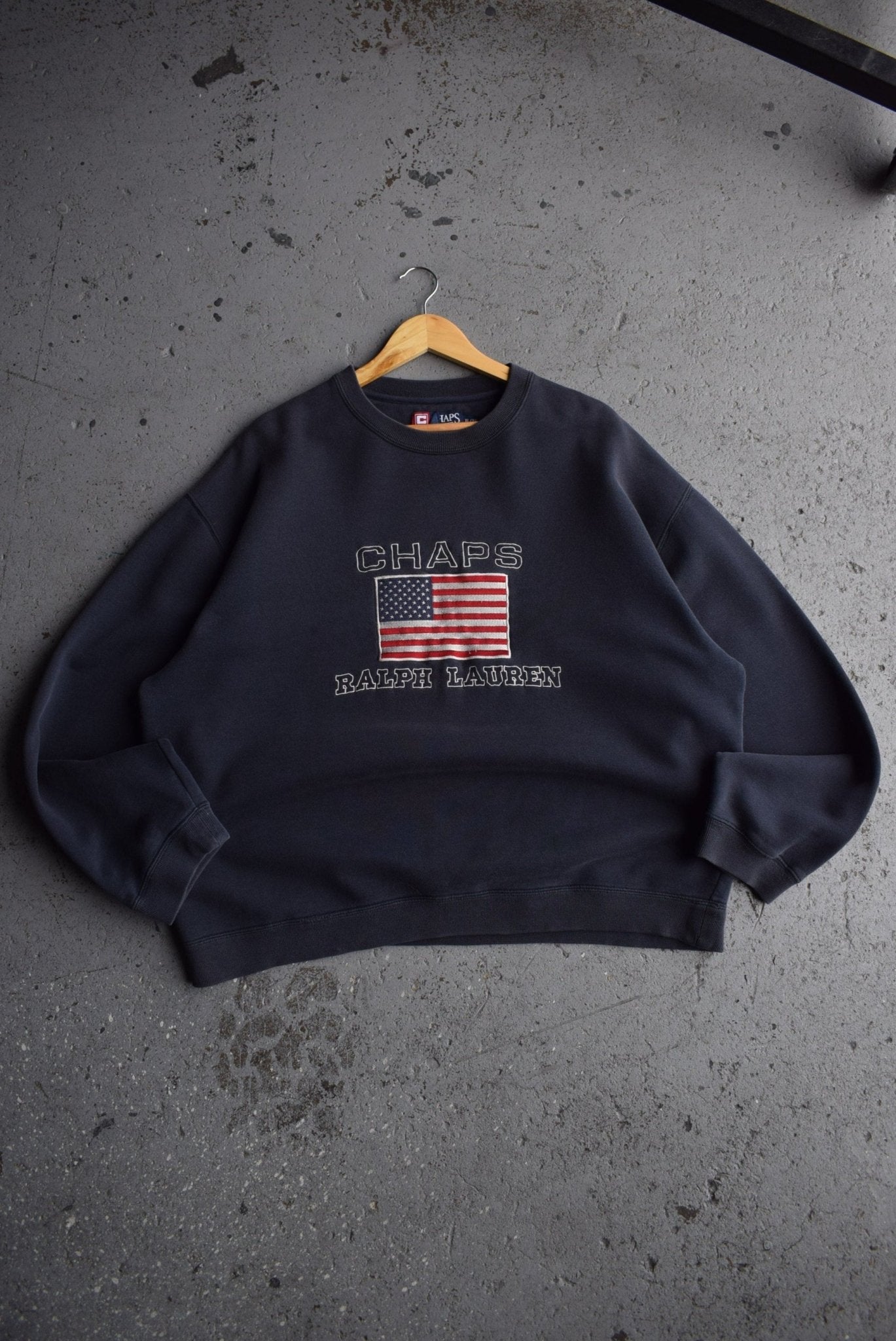 *Rare* Vintage Chaps Ralph Lauren Spellout Embroidered Crewneck (L/XL) - Retrospective Store