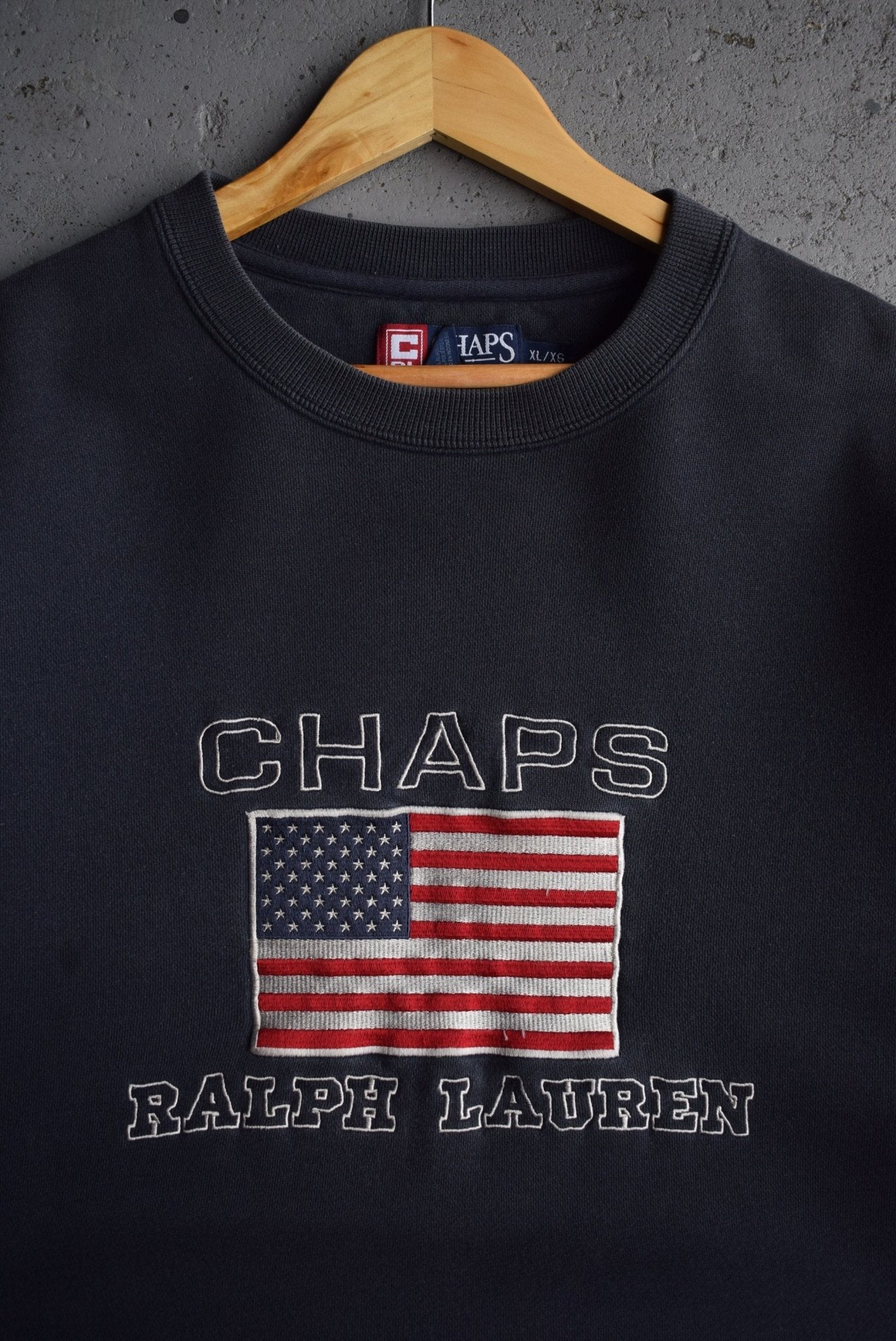 *Rare* Vintage Chaps Ralph Lauren Spellout Embroidered Crewneck (L/XL) - Retrospective Store