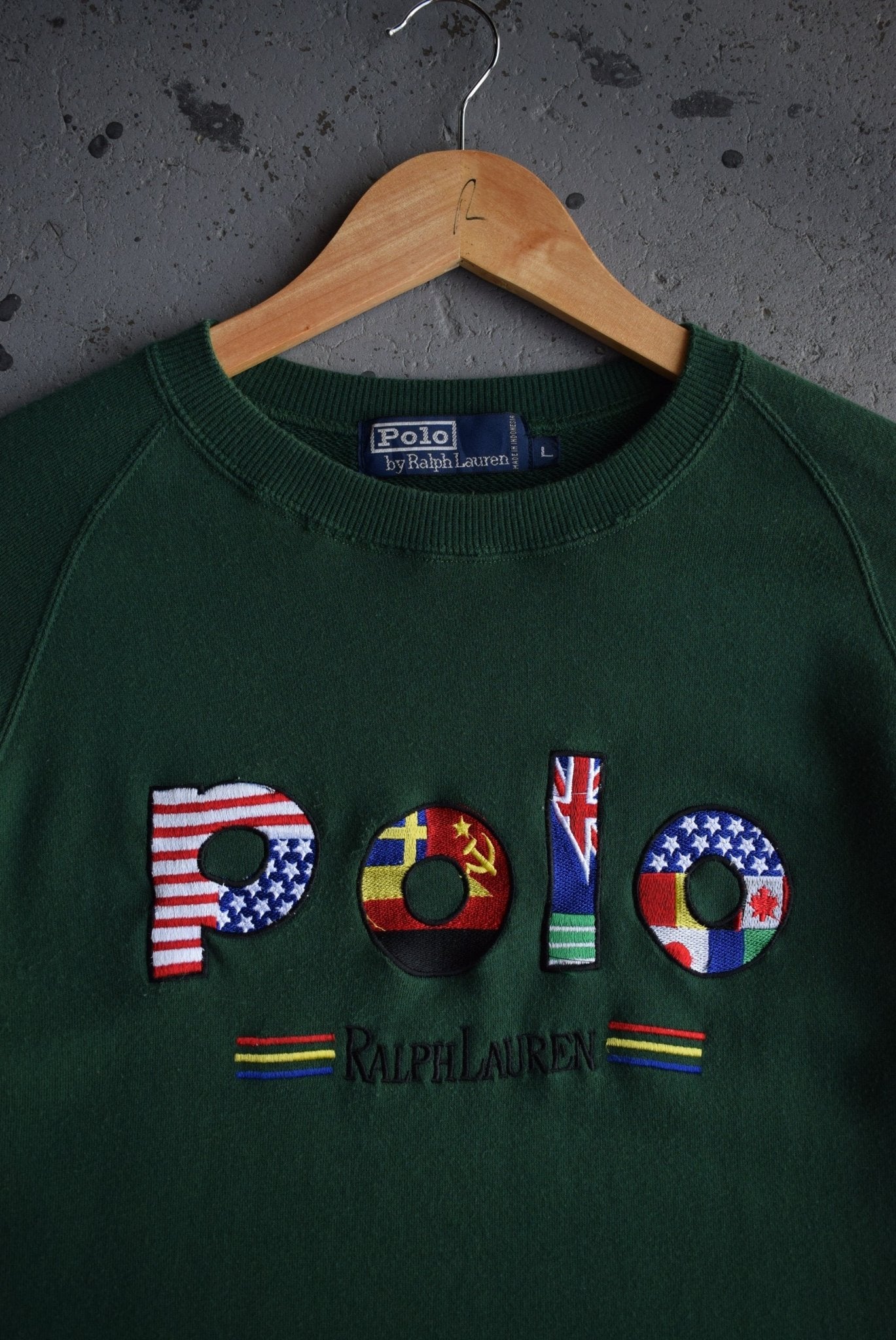*Rare* Vintage Polo Ralph Lauren Spellout Embroidered Crewneck (M) - Retrospective Store