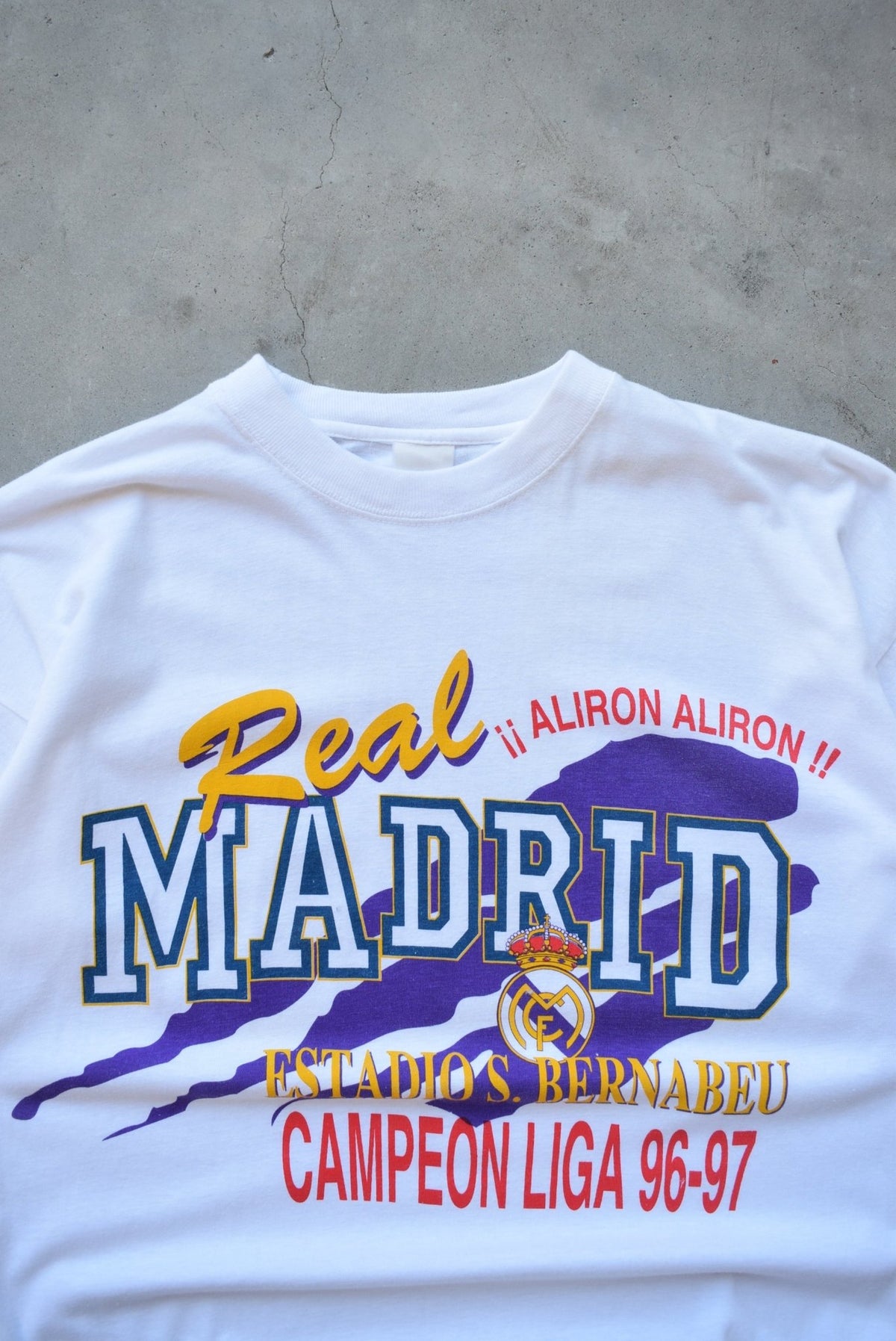 Real Madrid FC White Graphic Tee — 1997 (S) - Retrospective Store
