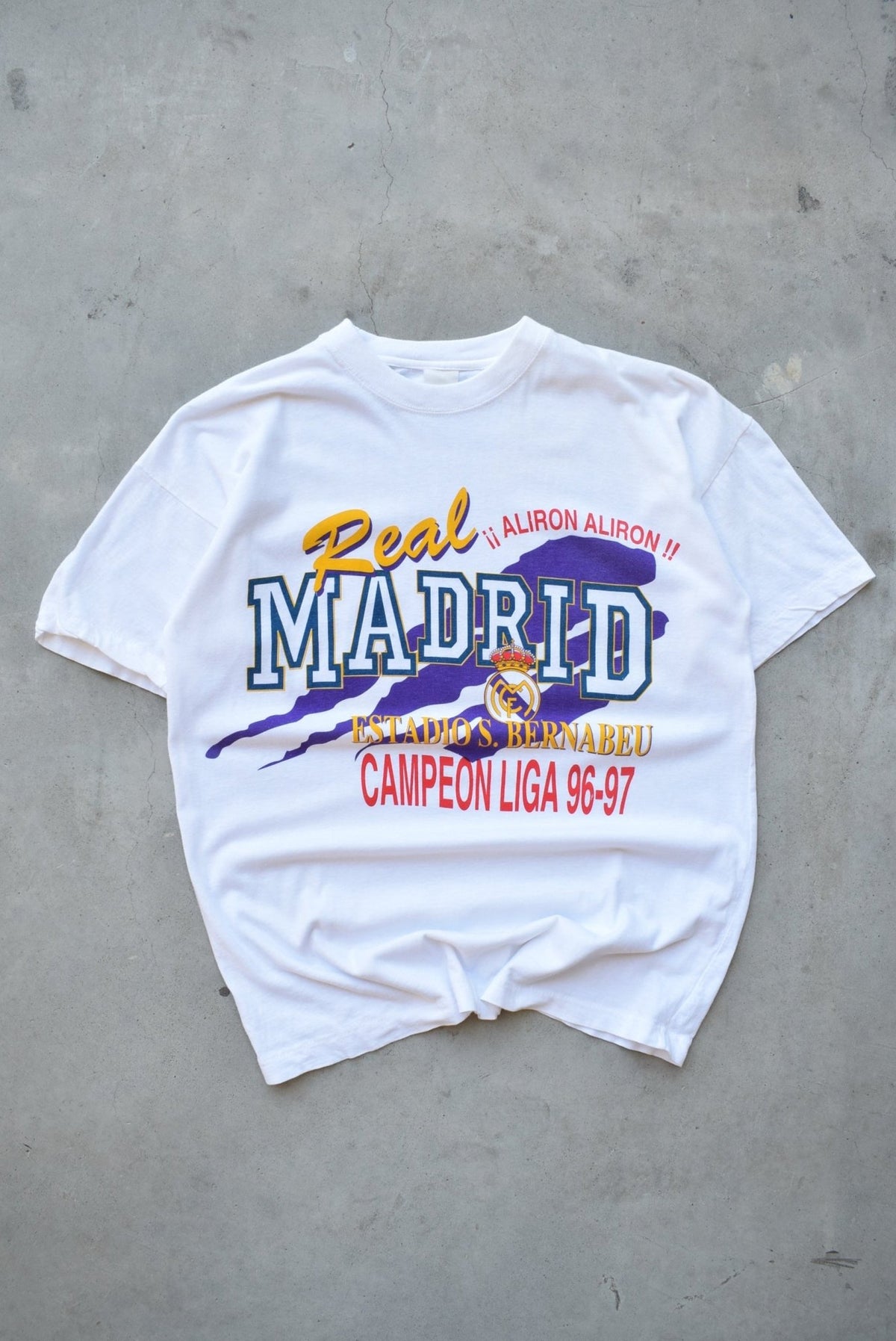 Real Madrid FC White Graphic Tee — 1997 (S) - Retrospective Store