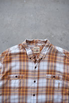 Red Head Orange & White Cropped Button Up — 2000s (XXL) - Retrospective Store