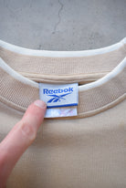Reebok Athletic Dept. Tan Embroidered Spellout Crewneck — 1990s (L) - Retrospective Store