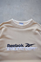 Reebok Athletic Dept. Tan Embroidered Spellout Crewneck — 1990s (L) - Retrospective Store