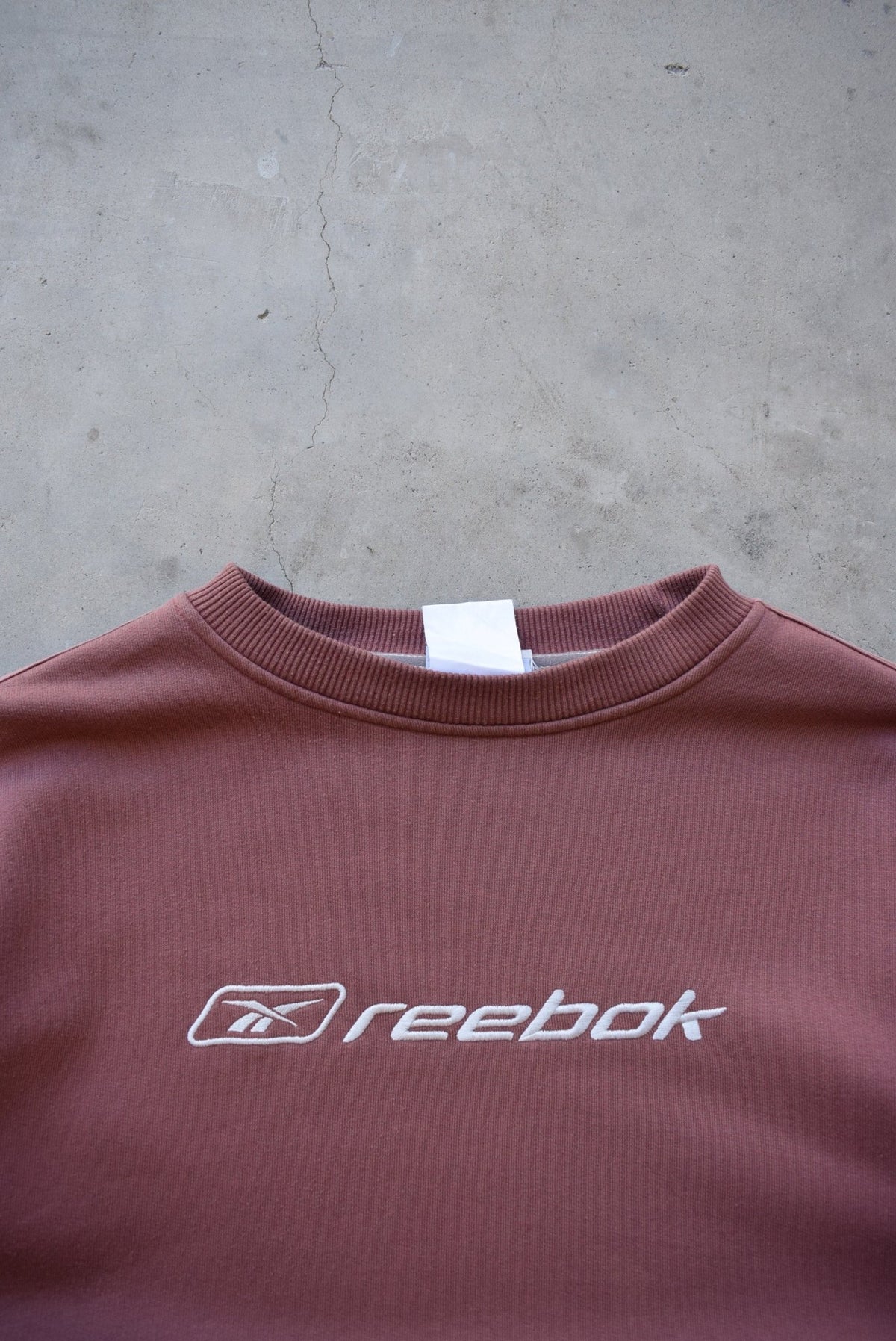 Reebok Brown Embroidered Spellout Crewneck — 1990s (L/XL) - Retrospective Store