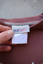 Reebok Brown Embroidered Spellout Crewneck — 1990s (L/XL) - Retrospective Store