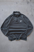 Reebok Charcoal Embroidered Spellout Quarter Zip — 1990s (S) - Retrospective Store