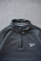 Reebok Charcoal Embroidered Spellout Quarter Zip — 1990s (S) - Retrospective Store