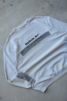 Reebok Grey Embroidered Spellout Crewneck — 1990s (XXL) - Retrospective Store