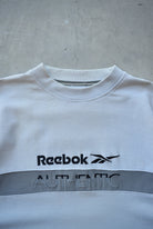 Reebok Grey Embroidered Spellout Crewneck — 1990s (XXL) - Retrospective Store