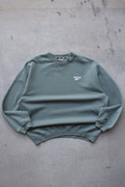 Reebok Moss-Green Embroidered Spellout Crewneck — 1990s (M/L) - Retrospective Store