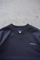 Reebok Navy Embroidered Spellout Crewneck — 1990s (L) - Retrospective Store