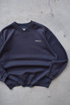 Reebok Navy Embroidered Spellout Crewneck — 1990s (L) - Retrospective Store