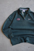 Reebok x US Sports Hollywood Green Embroidered Quarter Zip — 1990s (L) - Retrospective Store