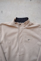 Reversible Nike Golf Black & Tan Embroidered Swoosh Half-Zip Jacket — 2000s (M/L) - Retrospective Store
