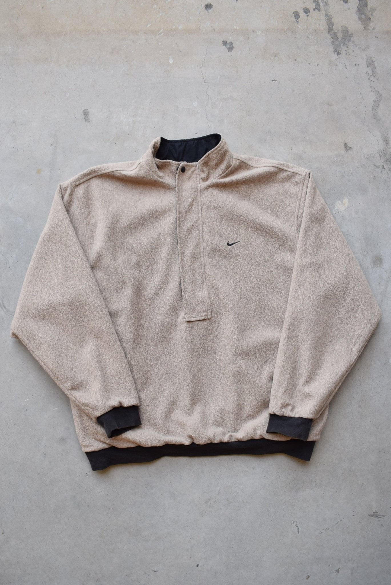 Reversible Nike Golf Black & Tan Embroidered Swoosh Half-Zip Jacket — 2000s (M/L) - Retrospective Store