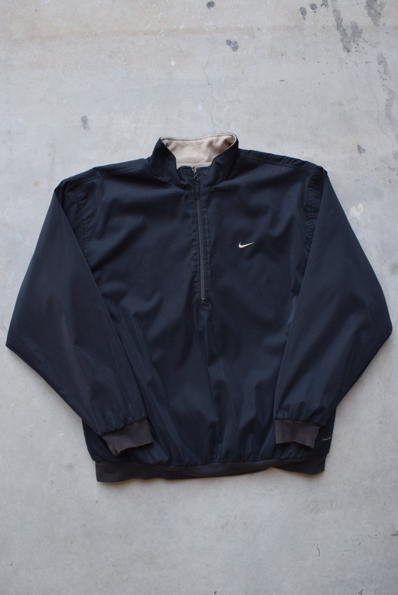 Reversible Nike Golf Black & Tan Embroidered Swoosh Half-Zip Jacket — 2000s (M/L) - Retrospective Store
