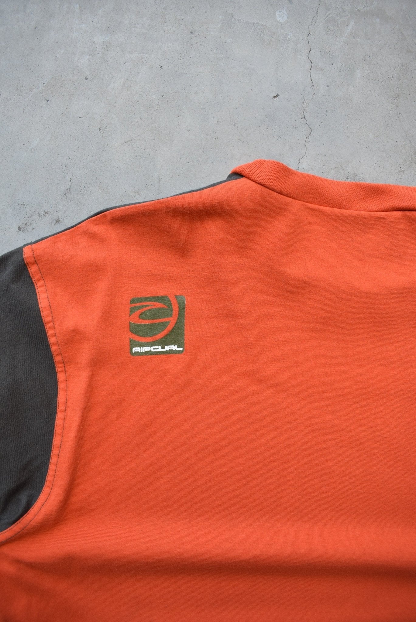 Rip Curl Brown & Orange Long Sleeve Spellout Tee — 1990s (L) - Retrospective Store