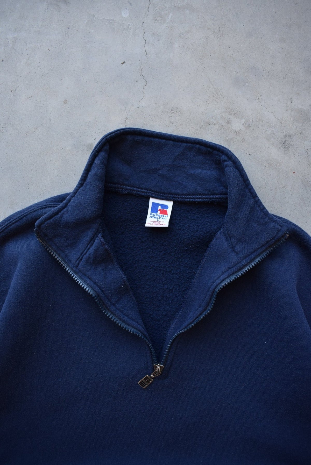 Russell Athletic Navy Quarter Zip — 1990s (L) - Retrospective Store