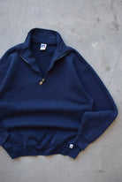 Russell Athletic Navy Quarter Zip — 1990s (L) - Retrospective Store