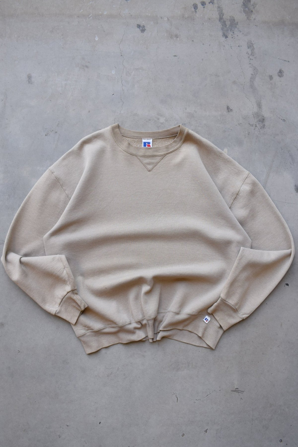 Russell Athletic Tan Crewneck — 1990s (XL) - Retrospective Store