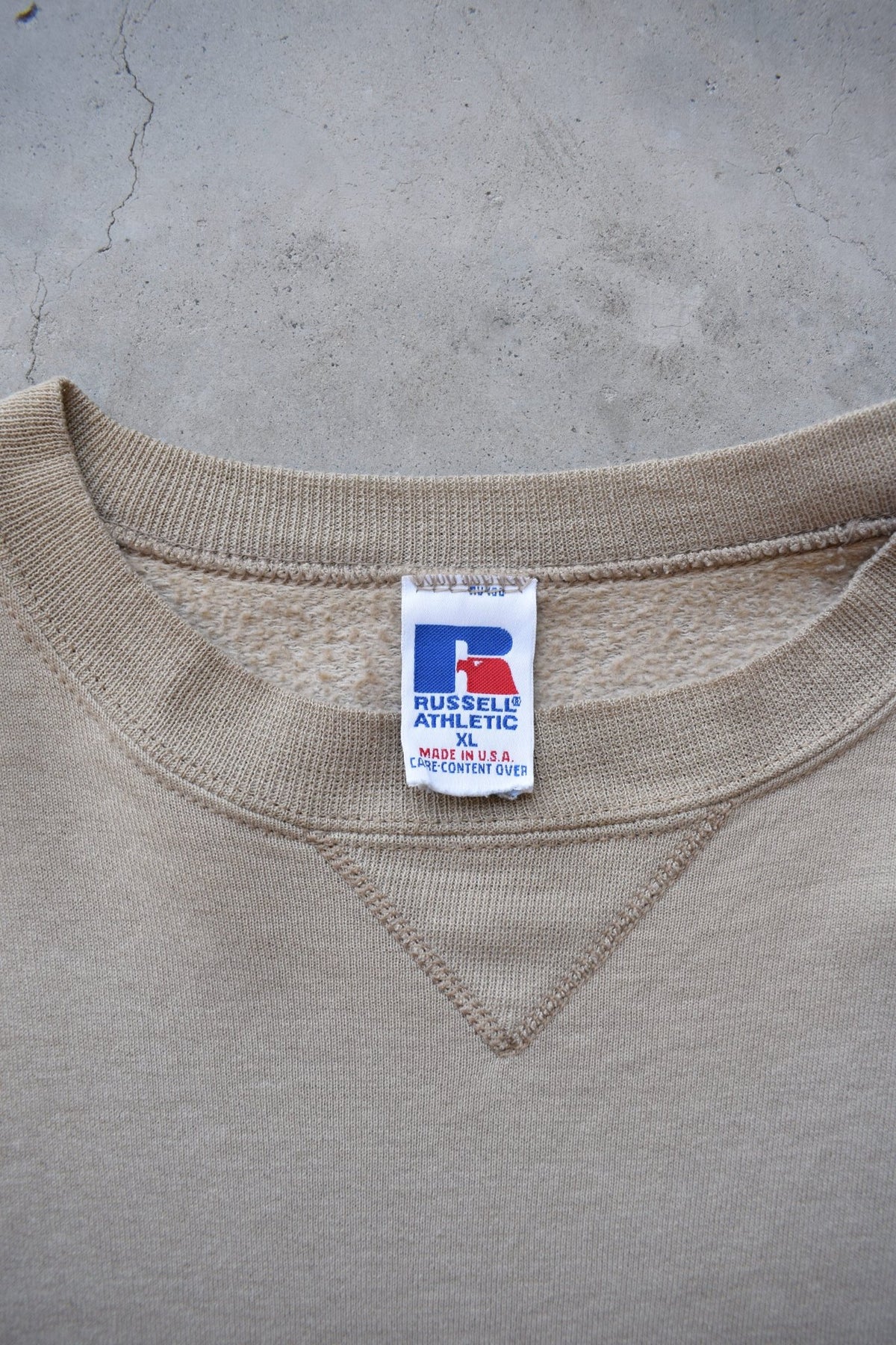 Russell Athletic Tan Crewneck — 1990s (XL) - Retrospective Store