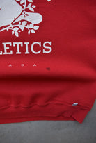Russell x Roots Athletics Red Graphic Crewneck — 1990s (L) - Retrospective Store