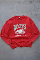 Russell x Roots Athletics Red Graphic Crewneck — 1990s (L) - Retrospective Store
