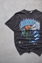 Salem x NBA Charlotte Hornets Faded-Black Graphic Tee — 1991 (M) - Retrospective Store