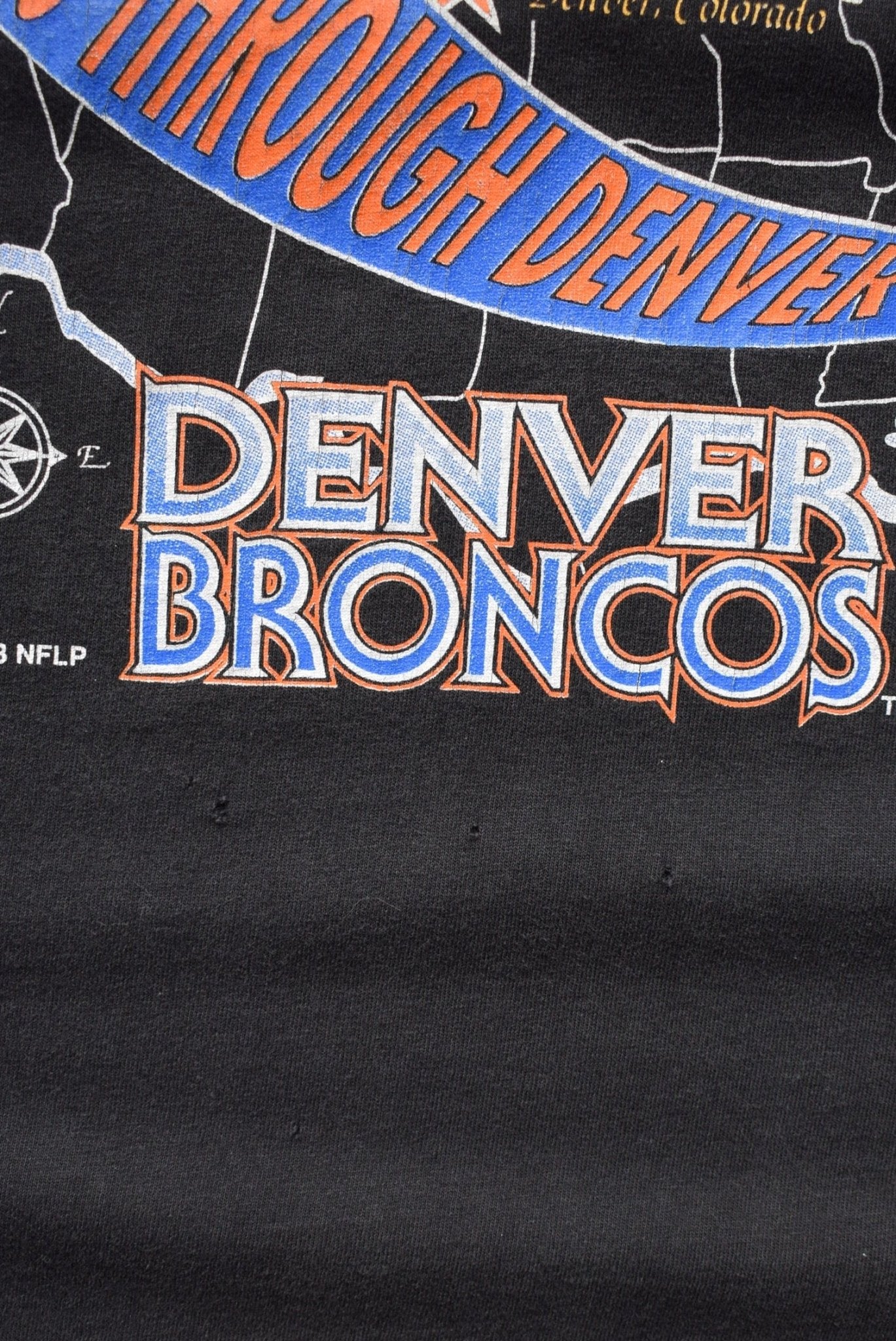 Salem x NFL Denver Broncos Superbowl Black Graphic Tee — 1993 (XL) - Retrospective Store