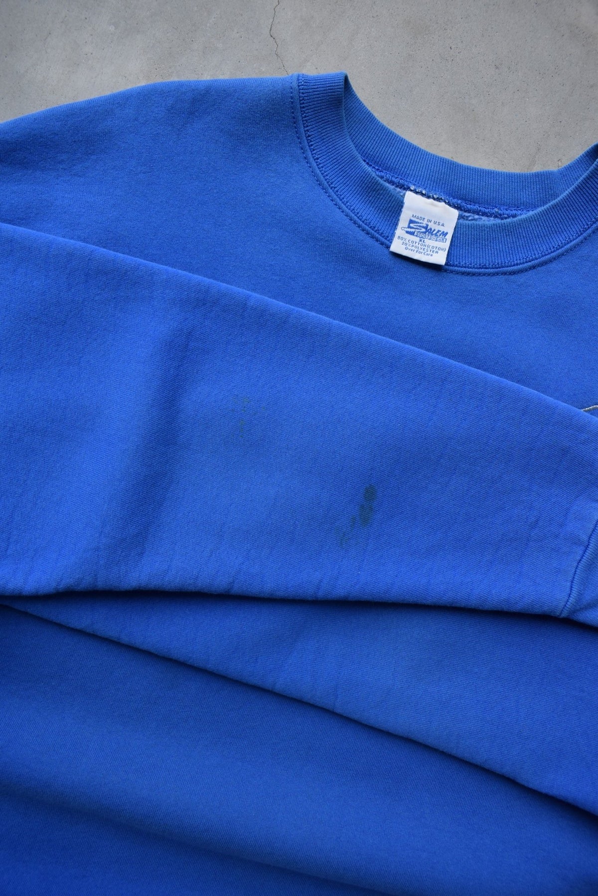 Salem x NFL Detroit Lions Blue Embroidered Spellout Crewneck — 1994 (XL) - Retrospective Store