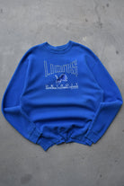 Salem x NFL Detroit Lions Blue Embroidered Spellout Crewneck — 1994 (XL) - Retrospective Store
