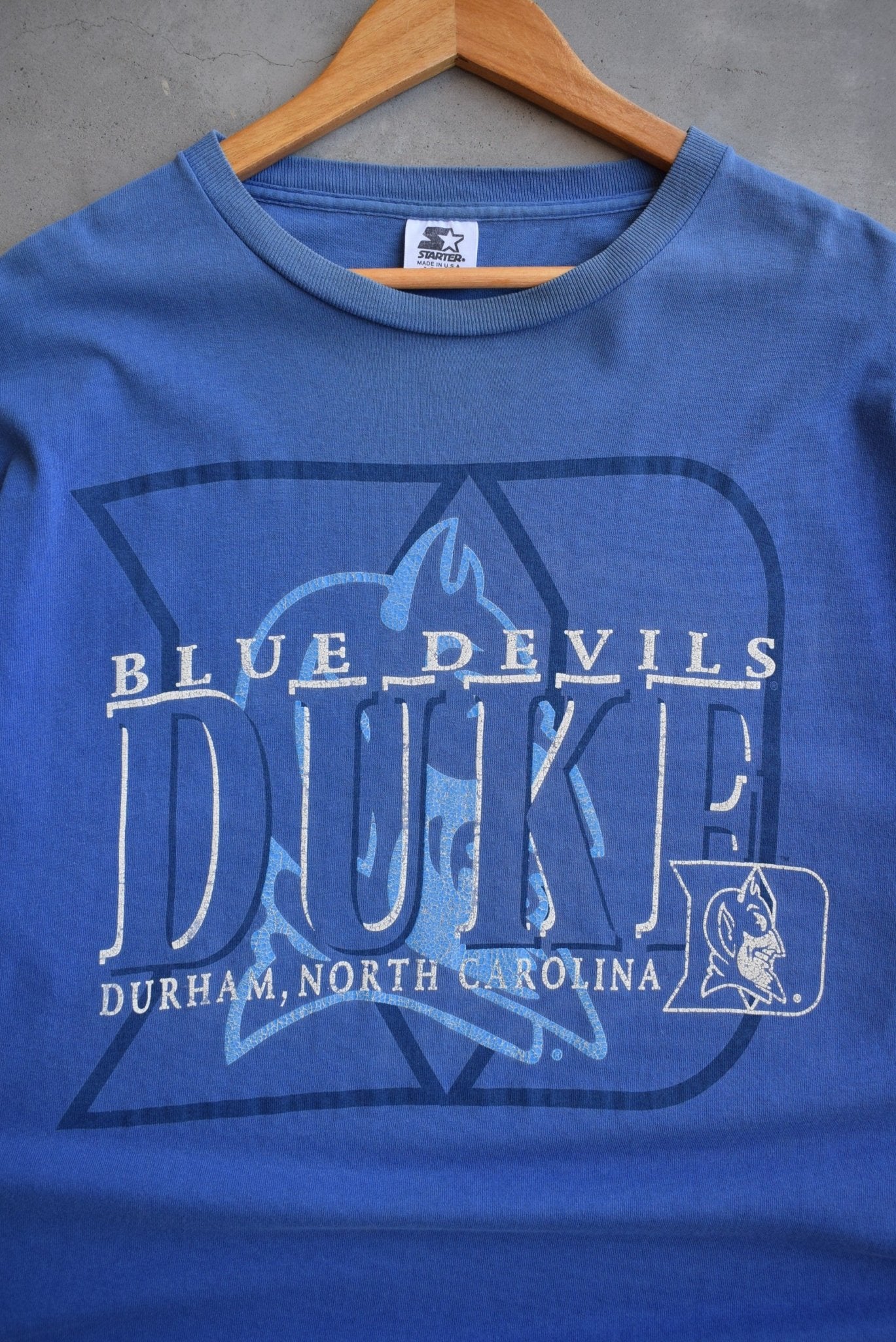 Starter x Duke University Blue Graphic Tee — 1990s (XL) - Retrospective Store