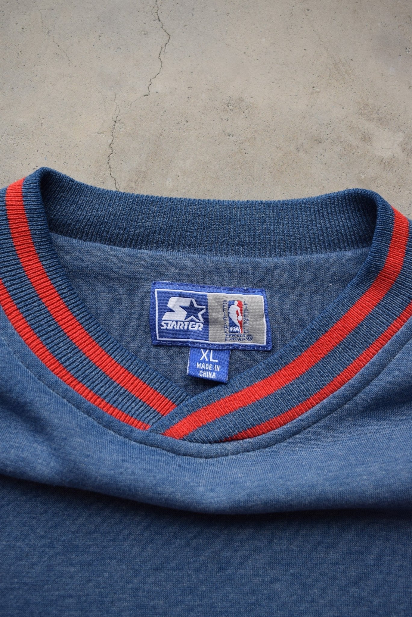 Starter x NBA Houston Rockets Navy Embroidered Crewneck — 1990s (XL) - Retrospective Store